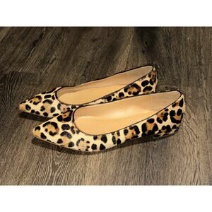 J. Crew Shoes Flats Pointed Toe Calf Hair Leopard Animal Print Women 9 Tan
